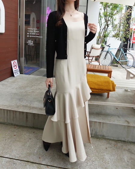 INGNI（イング） シアーリブニットカーディガン ｸﾛ