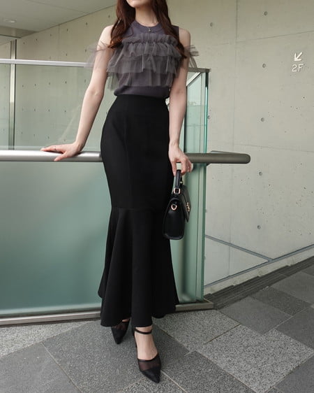 INGNI(イング) マルチWayノースリフリルニット チャコールグレー