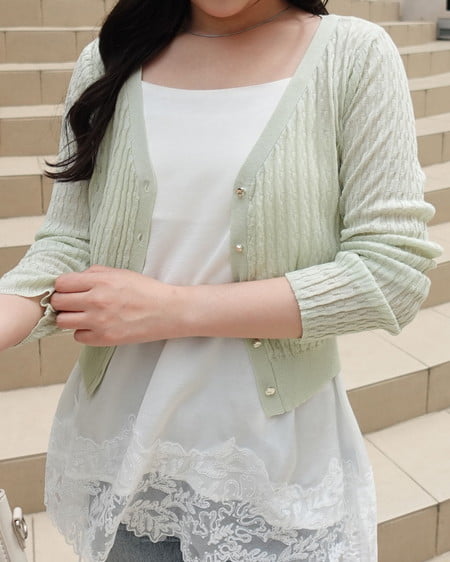 INGNI(イング) シアーリブニットカーディガン ミントグリーン