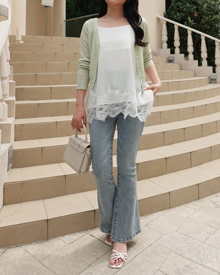 INGNI(イング) シアーリブニットカーディガン ミントグリーン