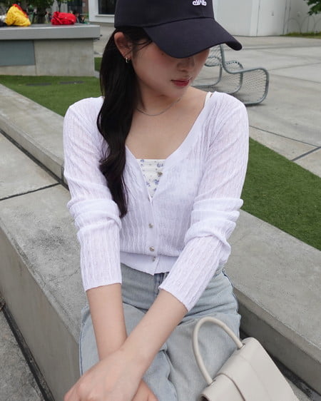 【INGNI SOELA】シアーリブニットカーディガン