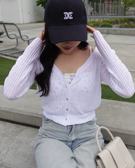 INGNI（イング） シアーリブニットカーディガン ｵﾌﾎﾜｲﾄ