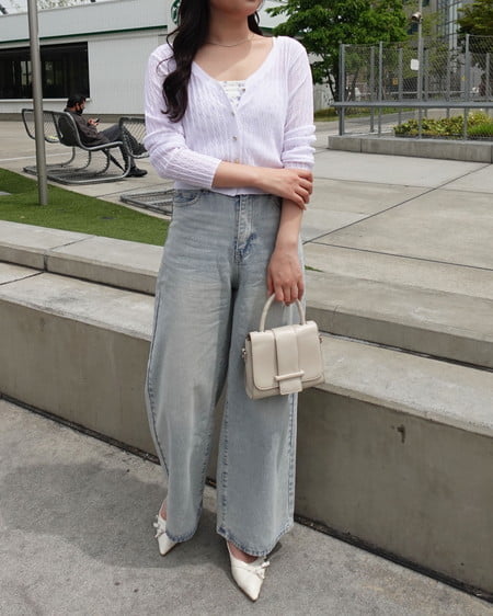 INGNI（イング） シアーリブニットカーディガン ｵﾌﾎﾜｲﾄ