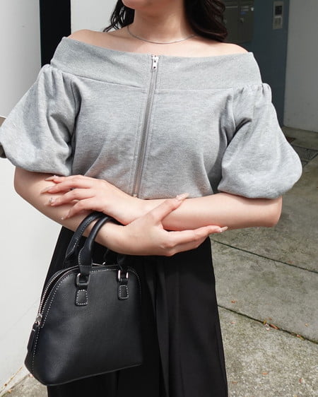 INGNI（イング） ダブルジップオフショルスウェット ｸﾞﾚｰ