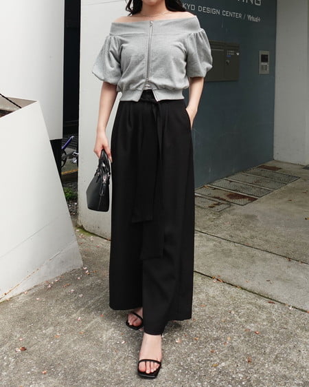 INGNI（イング） ダブルジップオフショルスウェット ｸﾞﾚｰ