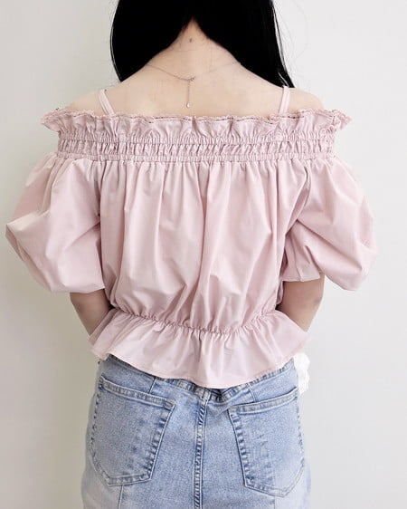 INGNI（イング） リボンオフショルバルーンスリーブブラウス ﾋﾟﾝｸ