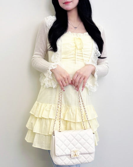 INGNI（イング） 綿レースフリルミニキャミワンピース ｲｴﾛｰ