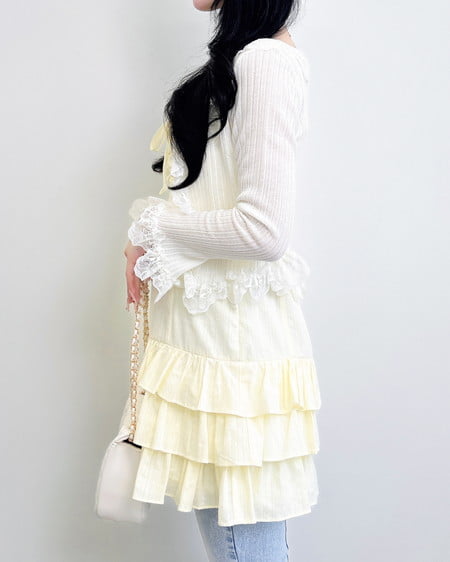 INGNI（イング） 綿レースフリルミニキャミワンピース ｲｴﾛｰ