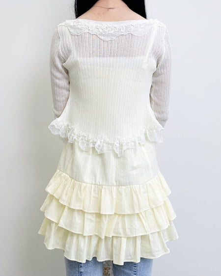 INGNI（イング） 綿レースフリルミニキャミワンピース ｲｴﾛｰ