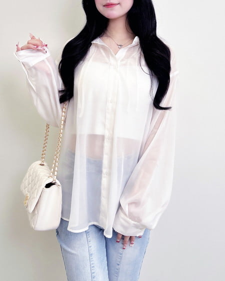 INGNI（イング） 2Way肩リボンオフショルシアーシャツ ｱｲﾎﾞﾘｰ