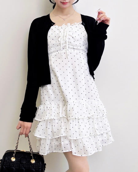 INGNI（イング） アソート柄フリルミニキャミワンピース ｵﾌ/ﾄﾞｯﾄ