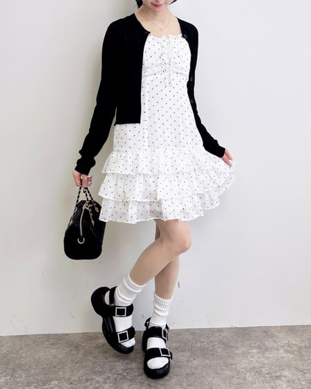 INGNI（イング） アソート柄フリルミニキャミワンピース ｵﾌ/ﾄﾞｯﾄ