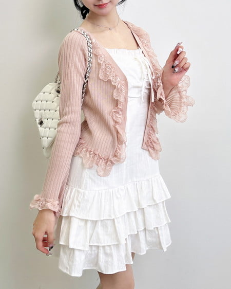 INGNI（イング） 綿レースフリルミニキャミワンピース ｵﾌﾎﾜｲﾄ