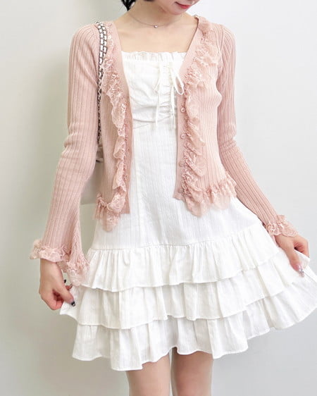 INGNI（イング） 綿レースフリルミニキャミワンピース ｵﾌﾎﾜｲﾄ