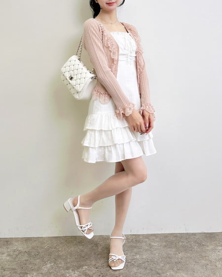 INGNI（イング） 綿レースフリルミニキャミワンピース ｵﾌﾎﾜｲﾄ