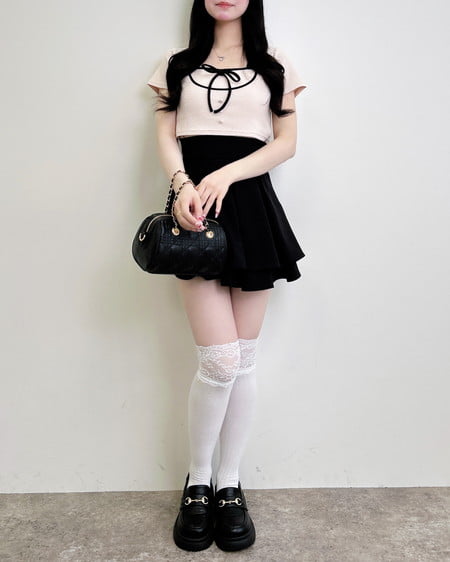 INGNI（イング） バックレースアップタックフレアスカート ｸﾛ