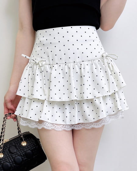 裾レースレイヤーフリルミニスカパン