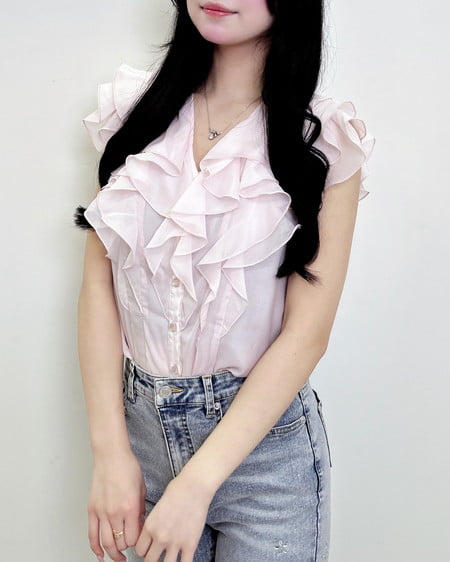 INGNI（イング） フリルシアーノースリーブブラウス ﾋﾟﾝｸ