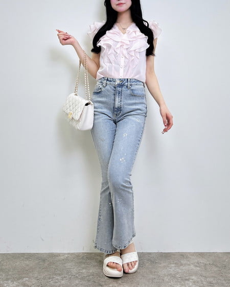 INGNI（イング） フリルシアーノースリーブブラウス ﾋﾟﾝｸ