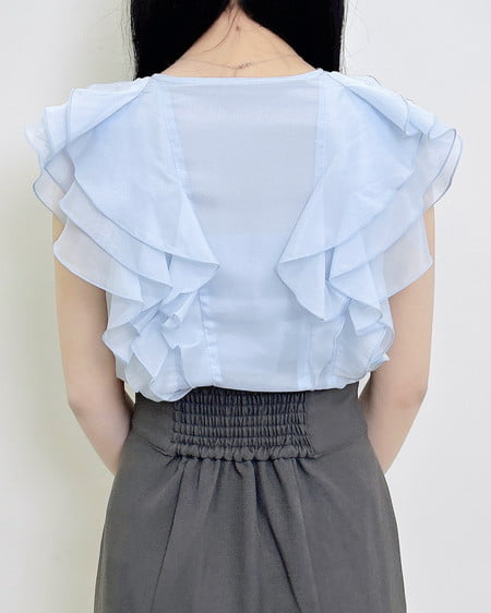 INGNI（イング） フリルシアーノースリーブブラウス ｻｯｸｽ