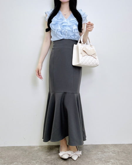 INGNI（イング） フリルシアーノースリーブブラウス ｻｯｸｽ