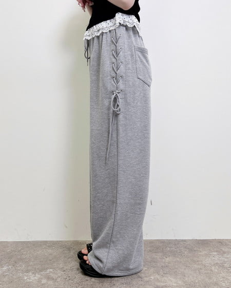 INGNI（イング） サイドレースアップスウェットパンツ ｸﾞﾚｰ