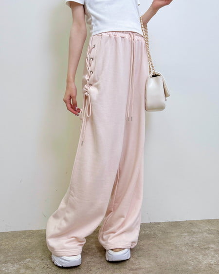 INGNI（イング） サイドレースアップスウェットパンツ ﾗｲﾄﾋﾟﾝｸ