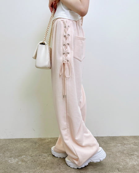 INGNI（イング） サイドレースアップスウェットパンツ ﾗｲﾄﾋﾟﾝｸ