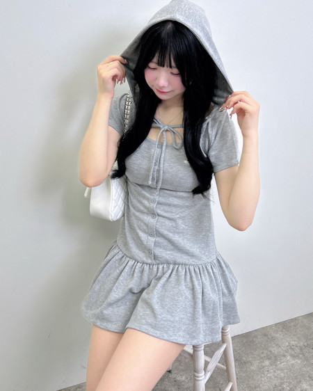 INGNI（イング） スウェットフリルミニワンピース ｸﾞﾚｰ