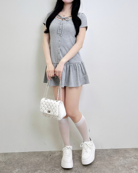 INGNI（イング） スウェットフリルミニワンピース ｸﾞﾚｰ