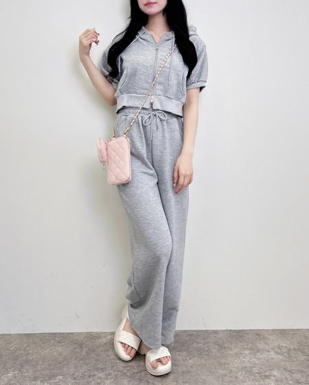 ラメジップパーカー＋パンツ／セットアップ