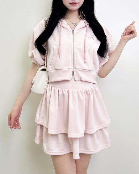 INGNI（イング） ラメポンチジップパーカー＋スカート／セットアップ ﾋﾟﾝｸ