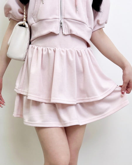 INGNI（イング） ラメポンチジップパーカー＋スカート／セットアップ ﾋﾟﾝｸ