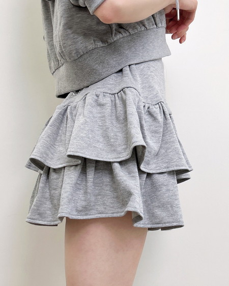 INGNI（イング） ラインストーンロゴフリルスカート ｸﾞﾚｰ