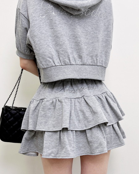 INGNI（イング） ラインストーンロゴフリルスカート ｸﾞﾚｰ