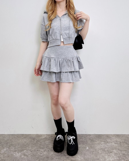 INGNI（イング） ラインストーンロゴミニスウェットジップパーカー ｸﾞﾚｰ