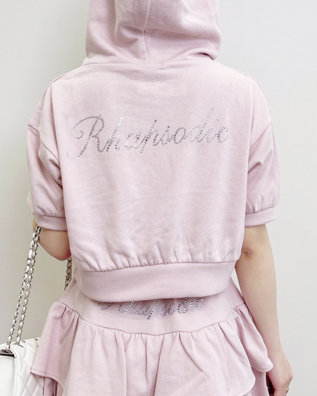 INGNI（イング） ラインストーンロゴミニスウェットジップパーカー ﾗｲﾄﾋﾟﾝｸ