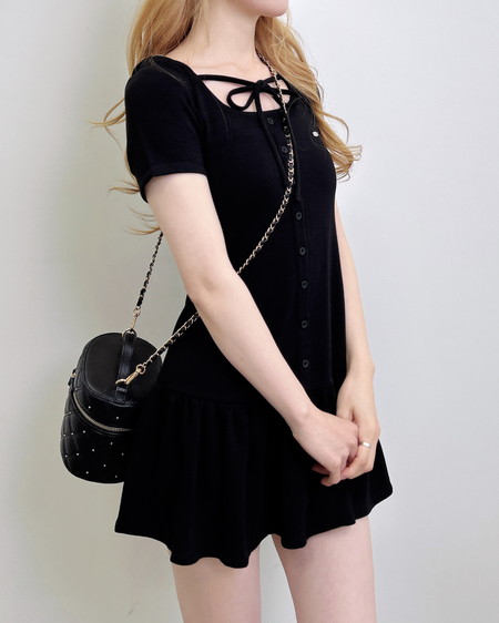 INGNI（イング） スウェットフリルミニワンピース ｸﾛ