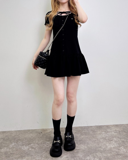 INGNI（イング） スウェットフリルミニワンピース ｸﾛ