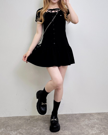 INGNI（イング） スウェットフリルミニワンピース ｸﾛ