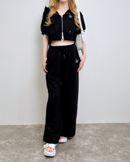 INGNI（イング） ラメジップパーカー＋パンツ／セットアップ ｸﾛ