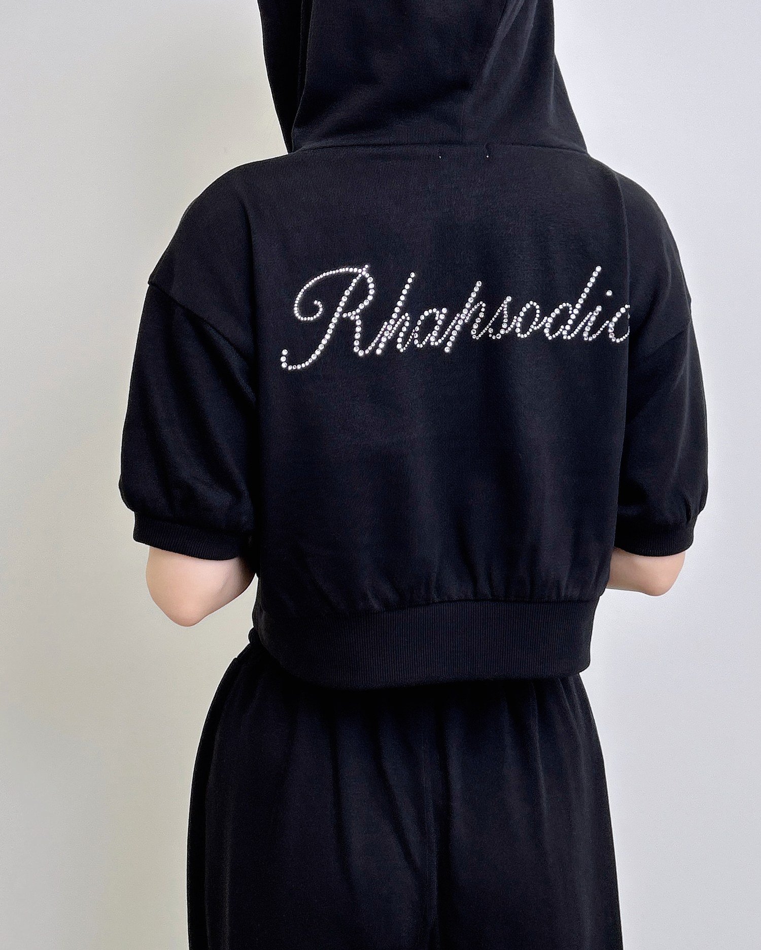 ラインストーンロゴミニスウェットジップパーカー