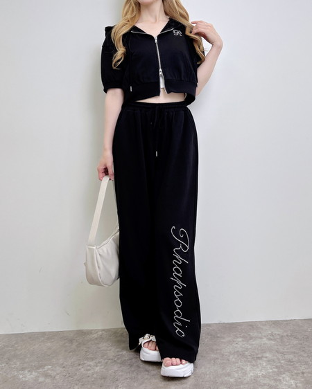 INGNI（イング） ラインストーンロゴスウェットパンツ ｸﾛ