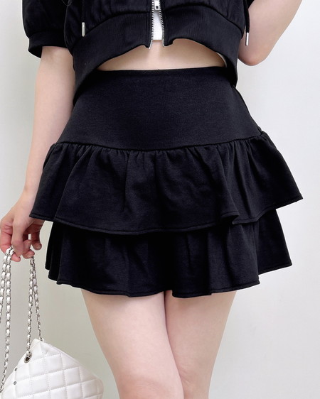 INGNI（イング） ラインストーンロゴフリルスカート ｸﾛ