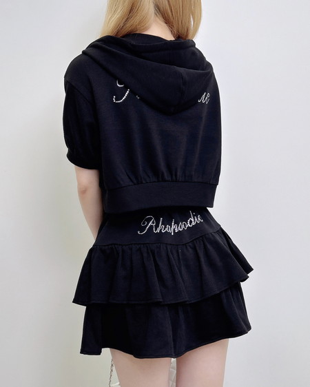 ラインストーンロゴフリルスカート