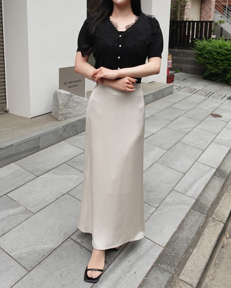 INGNI（イング） レースカラー半袖ニット ｸﾛ