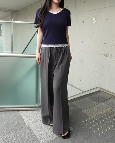 INGNI（イング） レースレイヤードヘンリーネックトップス ｺﾝ