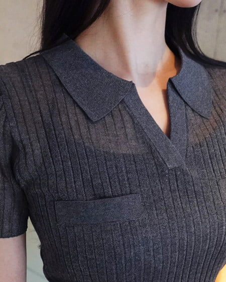 INGNI（イング） シアースキッパーリブニット ﾁｬｺｰﾙｸﾞﾚｰ