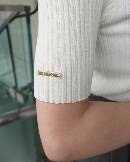 INGNI（イング） ホルター付スクエアネックランダムリブ半袖ニット ｱｲﾎﾞﾘｰ