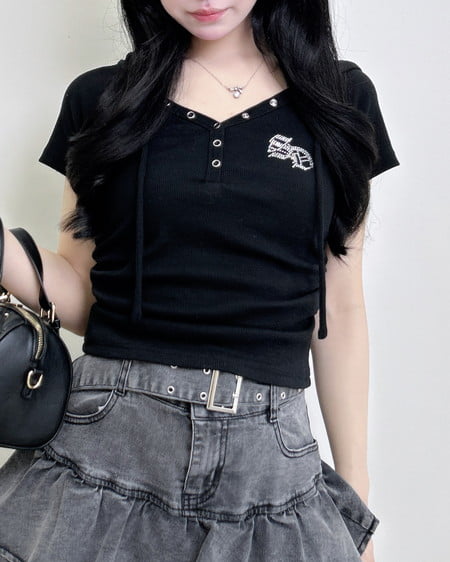 INGNI（イング） ヘンリーネックフードリブトップス ｸﾛ